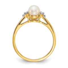 14k Diamond and FW Cultured Pearl Ring