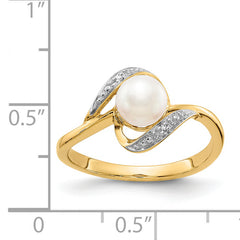14k Diamond and FW Cultured Pearl Ring