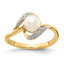 Bypass Diamond and Freshwater Pearl Ring in 14K Yellow Gold, 2mm (0.01 ct. tw.), Size 7 - Sophia Jewelers