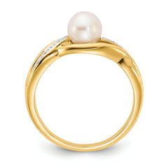 14k Diamond and FW Cultured Pearl Ring