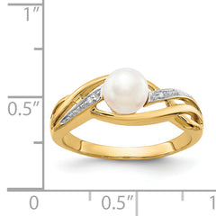 14k Diamond and FW Cultured Pearl Ring