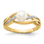 Twisted Diamond and Freshwater Pearl Ring in 14K Yellow Gold (0.01 ct. tw.), Size 7 - Sophia Jewelers
