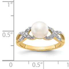 14k Diamond and FW Cultured Pearl Ring