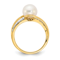 14k Diamond and FW Cultured Pearl Ring