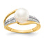 Diamond and Freshwater Pearl Ring in 14K Yellow Gold (0.04 ct. tw.), Size 7 - Sophia Jewelers