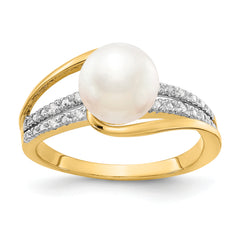 14k Diamond and FW Cultured Pearl Ring