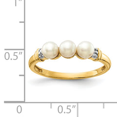 14k Diamond and FW Cultured 3-Pearl Ring