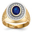 Men's Oval Cubic Zirconia & Blue Cubic Zirconia Ring in 14K Yellow Gold, Size 10 - Sophia Jewelers