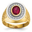 Men's Oval Cubic Zirconia & Red Cubic Zirconia Ring in 14K Yellow Gold, Size 10 - Sophia Jewelers