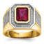 Men's Emerald-Cut Cubic Zirconia & Red Cubic Zirconia Ring in 14K Yellow Gold, Size 10 - Sophia Jewelers