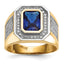 Men's Emerald-Cut Cubic Zirconia & Blue Cubic Zirconia Ring in 14K Yellow Gold, Size 10 - Sophia Jewelers