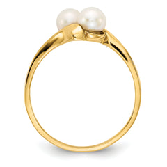 14K 4-5mm White Button Freshwater Cultured 2 Pearl Ring