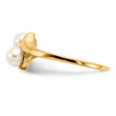 14K 4-5mm White Button Freshwater Cultured 2 Pearl Ring