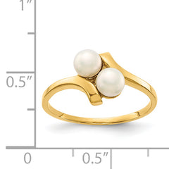 14K 4-5mm White Button Freshwater Cultured 2 Pearl Ring