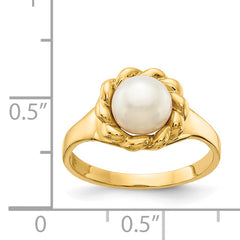 14K 6-7mm White Button Freshwater Cultured Pearl Ring