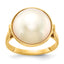 14k 13-14mm White Akoya Mabe Saltwater Cultured Pearl Ring