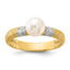 White Freshwater Pearl & Diamond Ring in 14K Yellow Gold (.09 ct. tw.), Size 7 - Sophia Jewelers