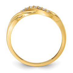 14K Polished CZ Braided Ring