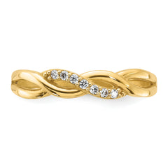 14K Polished CZ Braided Ring