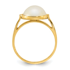 14k Polished 10-11mm White Saltwater Cultured Mabe Pearl Size 7 Ring