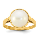 14k Polished 10-11mm White Saltwater Cultured Mabe Pearl Size 7 Ring