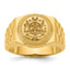14k Ridged-Sides Circular Top Mens Diamond Ring Mounting (No Stone Included)