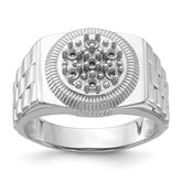 14k White Gold Ridged-Side Circular Top Mens Diamond Ring Mounting (No Stone Included)