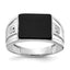 14k White Gold 10x8mm Rectangle Onyx and AA Diamond Mens Ring