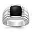 Men's Cushion Onyx and AA Diamond Ring in 14K White Gold (0.02 ct. tw.), Size 10 - Sophia Jewelers