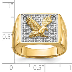 14k Squared Top with Eagle in Center Mens Diamond Ring Mounting (No Stone Included)