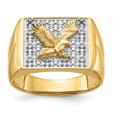 14k Squared Top with Eagle in Center Mens Diamond Ring Mounting (No Stone Included)