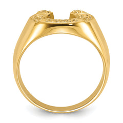 14k Polished Mens Diamond Horseshoe Ring Mounting (No Stone Included)