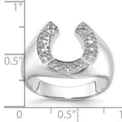 14k White Gold Polished Mens Diamond Horseshoe Ring Mounting (No Stone Included)