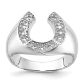 14k White Gold Polished Mens Diamond Horseshoe Ring Mounting (No Stone Included)
