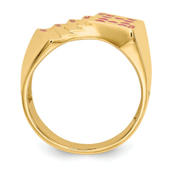 14k Enameled Royal Flush in Hearts Mens Ring