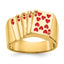 Men's Enameled Royal Flush Hearts Ring in 14K Yellow Gold, Size 10 - Sophia Jewelers