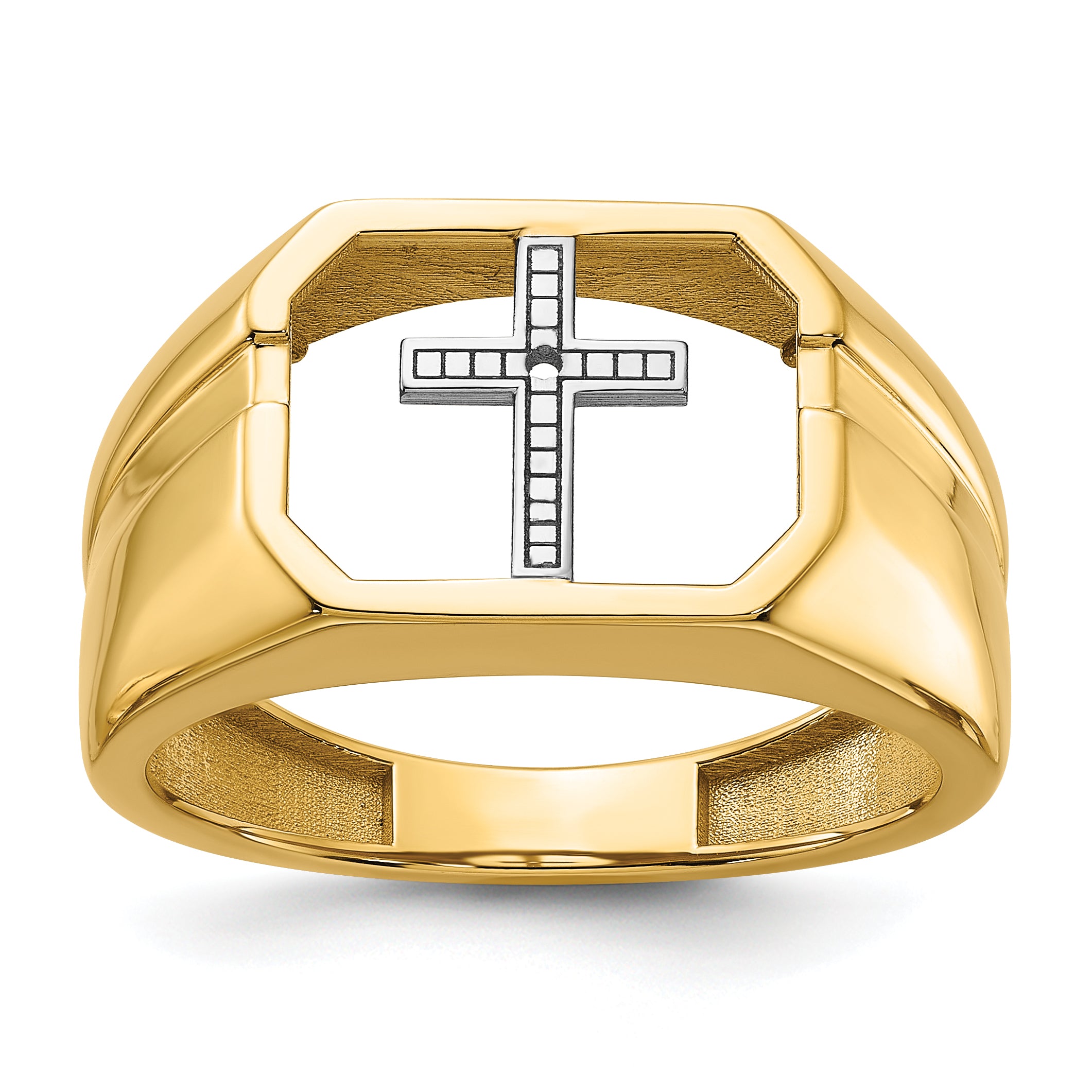 14k Men's Cross Ring Mounting (No Stone Included)