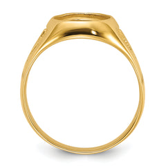 14k Men's Polished and Textured Masonic Ring Mounting (No Stone Included)