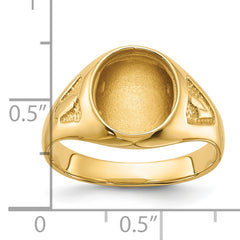 14k Men's Polished and Textured Masonic Ring Mounting (No Stone Included)