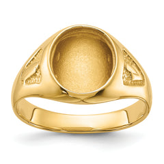14k Men's Polished and Textured Masonic Ring Mounting (No Stone Included)