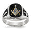 Men's Enamel and Onyx Masonic Ring in 14K White Gold, 4mm, Size 10 - Sophia Jewelers