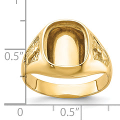14k Men's Polished and Textured Masonic Ring Mounting (No Stone Included)