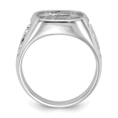 14k White Gold Men's Polished and Textured Masonic Ring Mounting (No Stone Included)