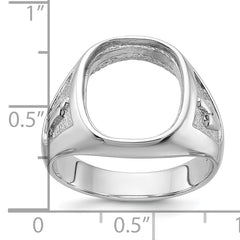 14k White Gold Men's Polished and Textured Masonic Ring Mounting (No Stone Included)