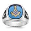 Men's Blue Spinel Masonic Ring in 14K White Gold, 4.25mm, Size 10 - Sophia Jewelers
