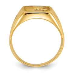 14k Men's Polished and Textured Masonic Ring Mounting (No Stone Included)
