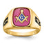 Men's Lab-Created Ruby Masonic Ring in 14K Yellow Gold, Size 9 - Sophia Jewelers