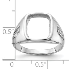 14k White Gold Men's Polished and Grooved Masonic Ring Mounting (No Stone Included)