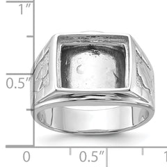 14k White Gold Men's Polished and Textured Masonic Ring Mounting (No Stone Included)