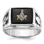 Men's Enamel and Onyx Masonic Ring in 14K White Gold, 5mm, Size 10 - Sophia Jewelers